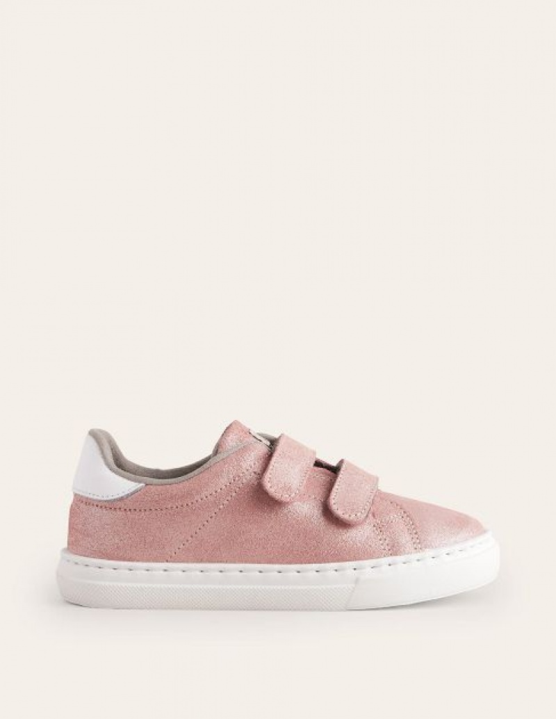 Rose Gold Kids\' Boden Leather Double Strap Low Tops | 71396FKID