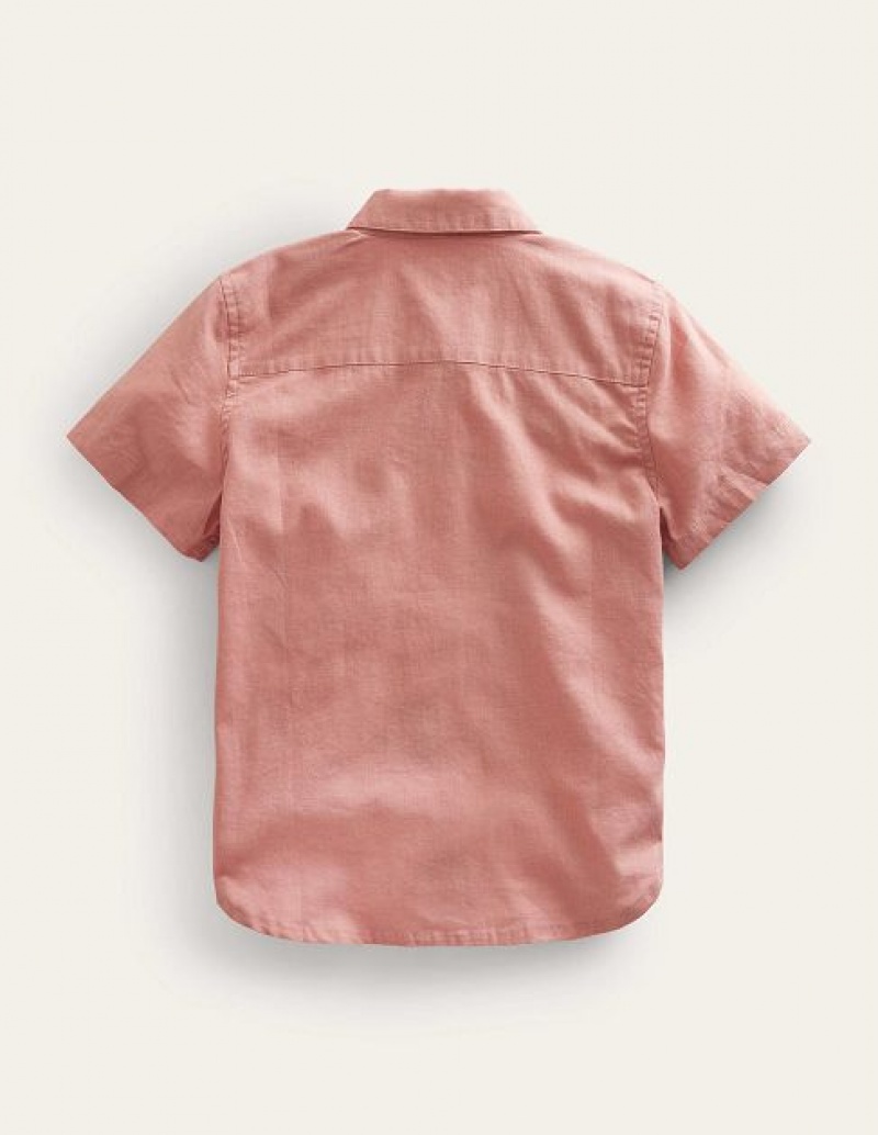 Rose Pink Kids' Boden Cotton Linen Shirts | 03159LWBQ