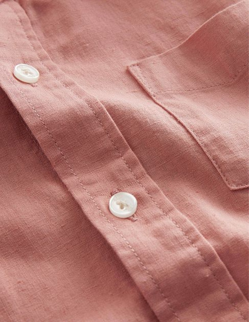 Rose Pink Kids' Boden Cotton Linen Shirts | 03159LWBQ