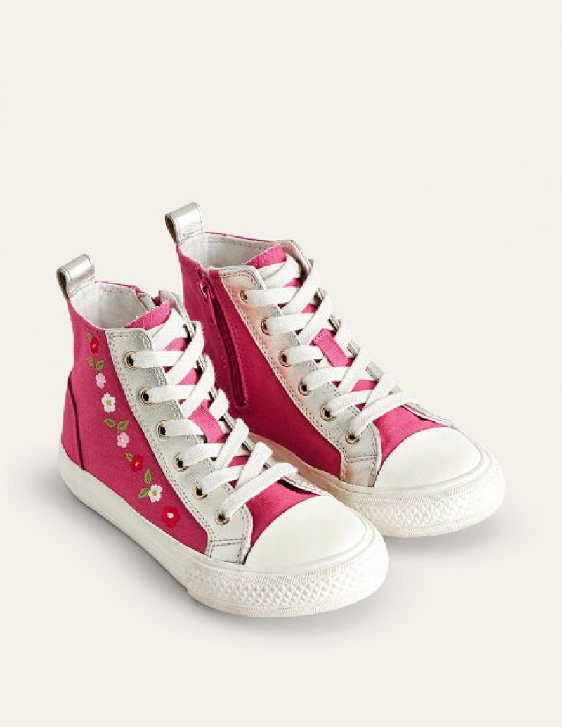 Rose Pink Kids' Boden Embroidered High Tops | 27860NSTU