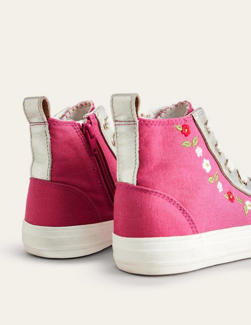 Rose Pink Kids' Boden Embroidered High Tops | 27860NSTU