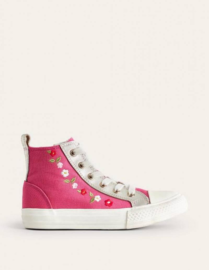 Rose Pink Kids\' Boden Embroidered High Tops | 27860NSTU