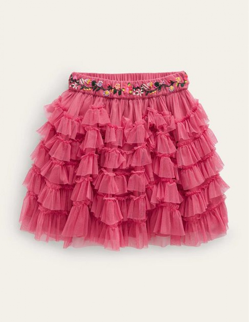 Rose Pink Kids' Boden Ruffle Tulle Skirts | 25967GTDW