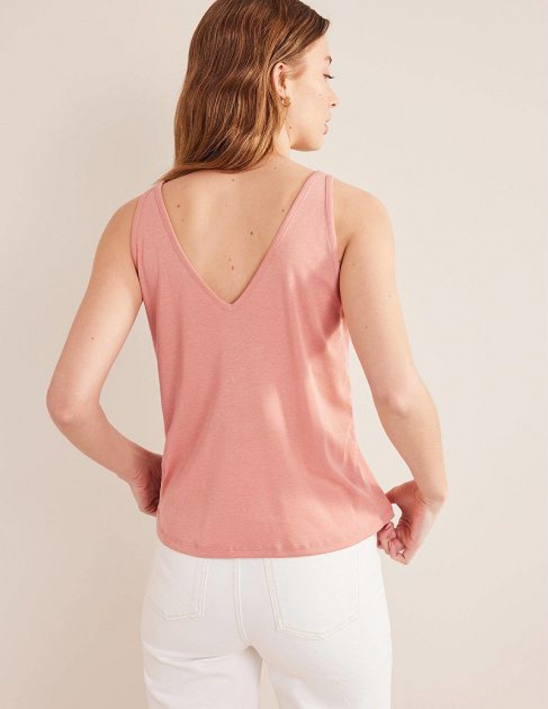 Rose Pink Women's Boden Jersey V-neck Vest | 10543HEJI