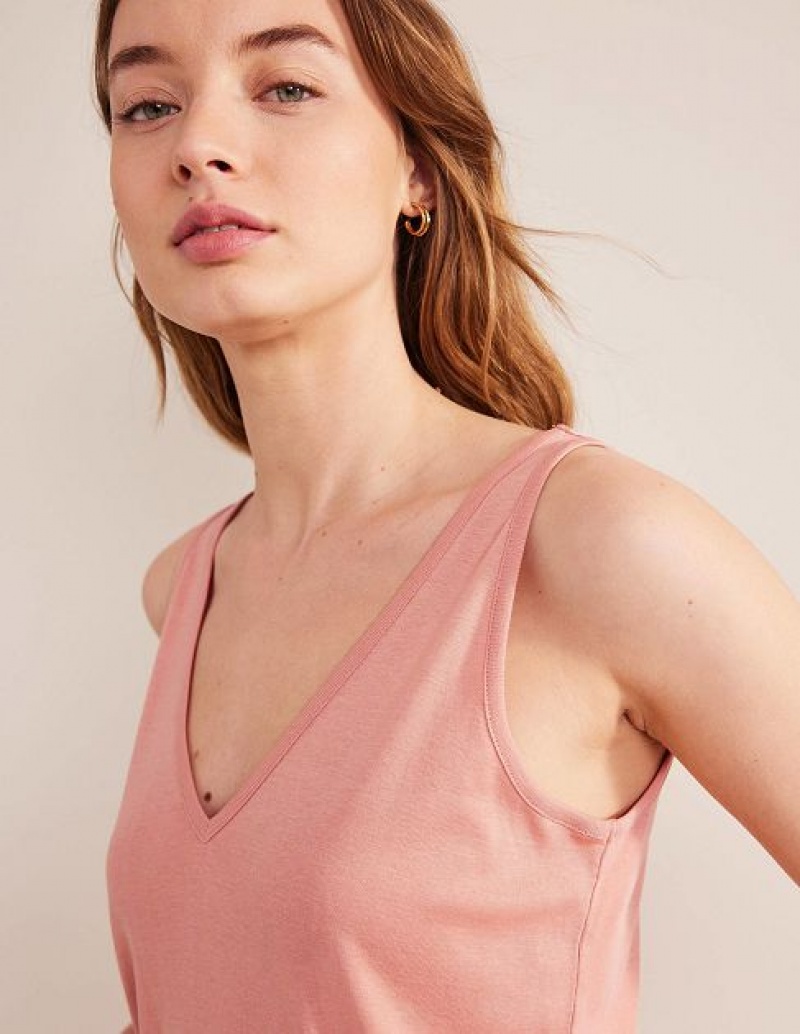 Rose Pink Women's Boden Jersey V-neck Vest | 10543HEJI