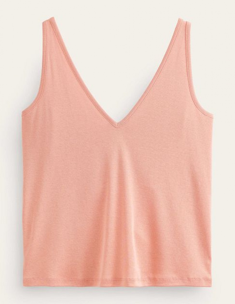 Rose Pink Women's Boden Jersey V-neck Vest | 10543HEJI