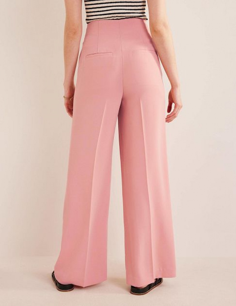 Rose Pink Women's Boden Wide Leg Crepe Pants | 73169HCBK