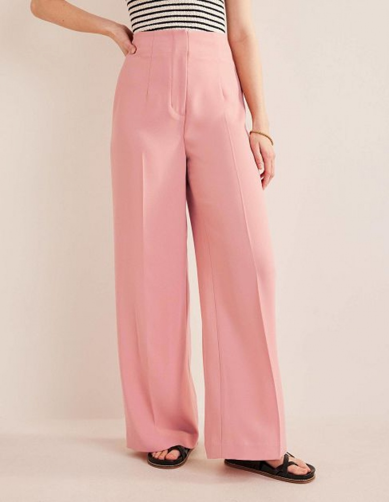 Rose Pink Women's Boden Wide Leg Crepe Pants | 73169HCBK