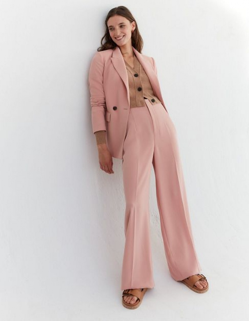 Rose Pink Women's Boden Wide Leg Crepe Pants | 73169HCBK