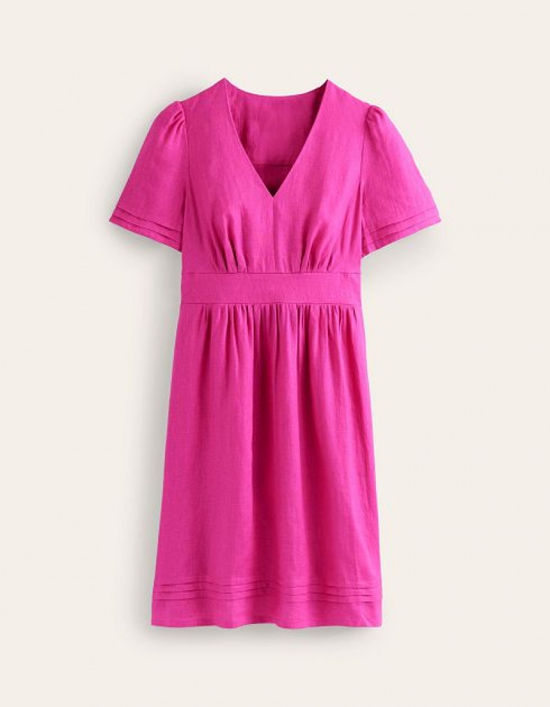 Rose Purple Women's Boden Eve Linen Short Dress | 20357RIEZ