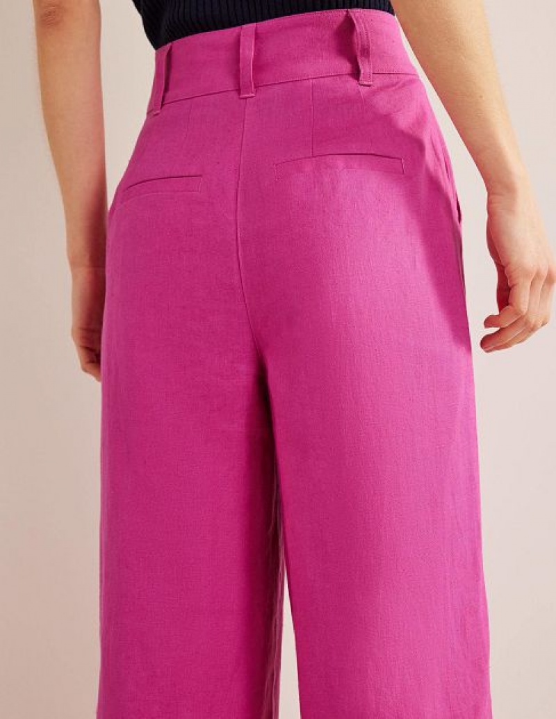 Rose Purple Women's Boden Highbury Linen Pants | 70286UBEK