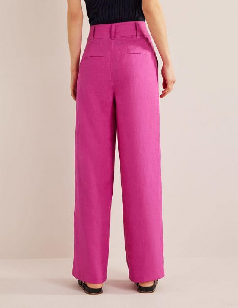 Rose Purple Women's Boden Highbury Linen Pants | 70286UBEK