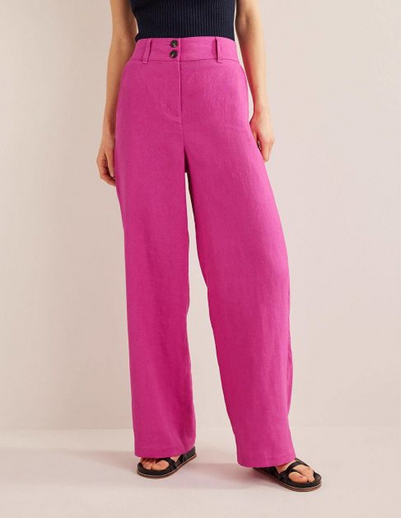 Rose Purple Women's Boden Highbury Linen Pants | 70286UBEK