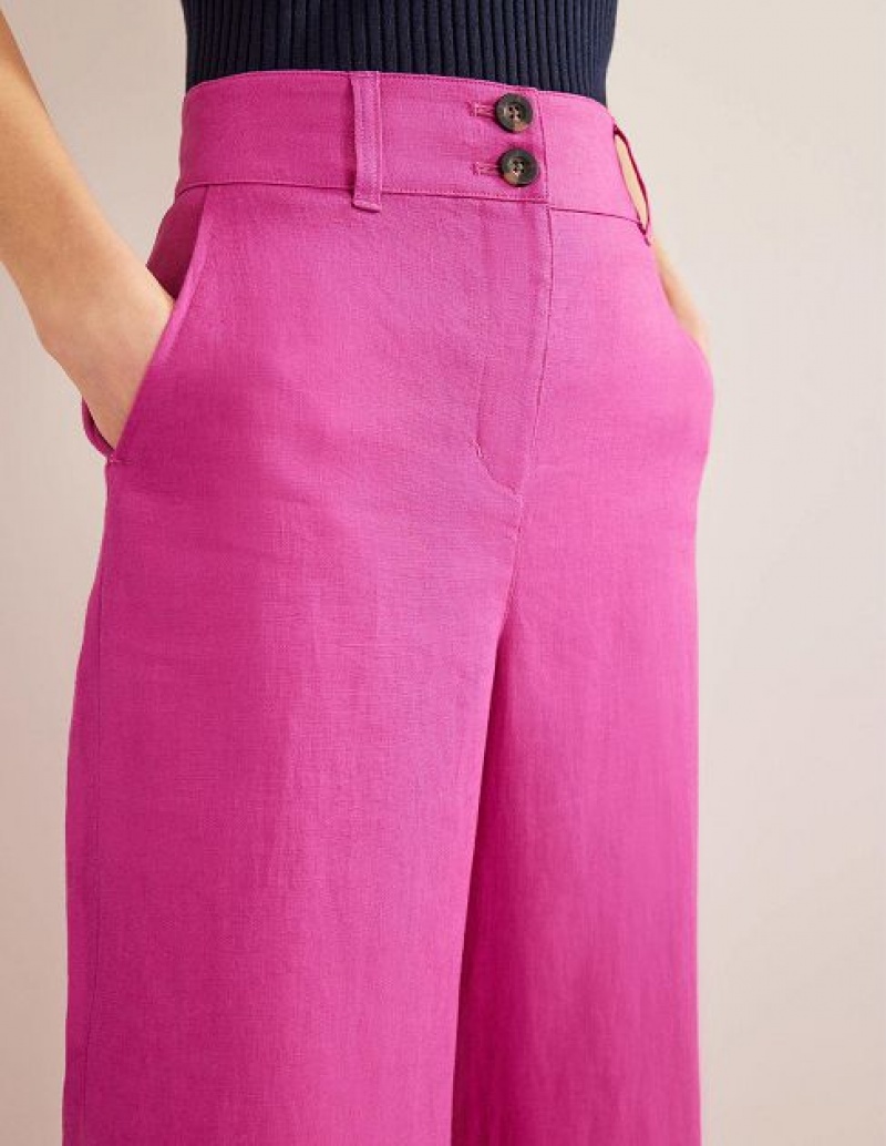 Rose Purple Women's Boden Highbury Linen Pants | 70286UBEK