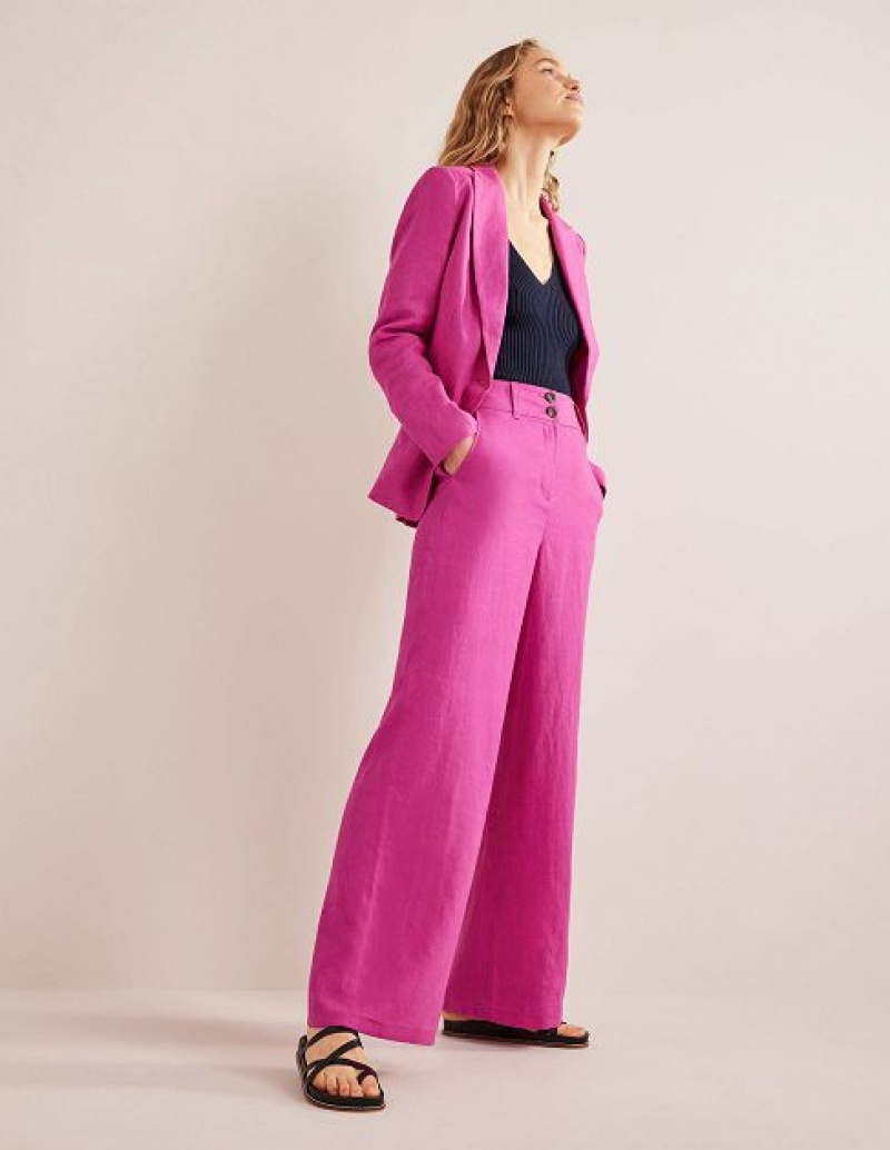 Rose Purple Women\'s Boden Highbury Linen Pants | 70286UBEK