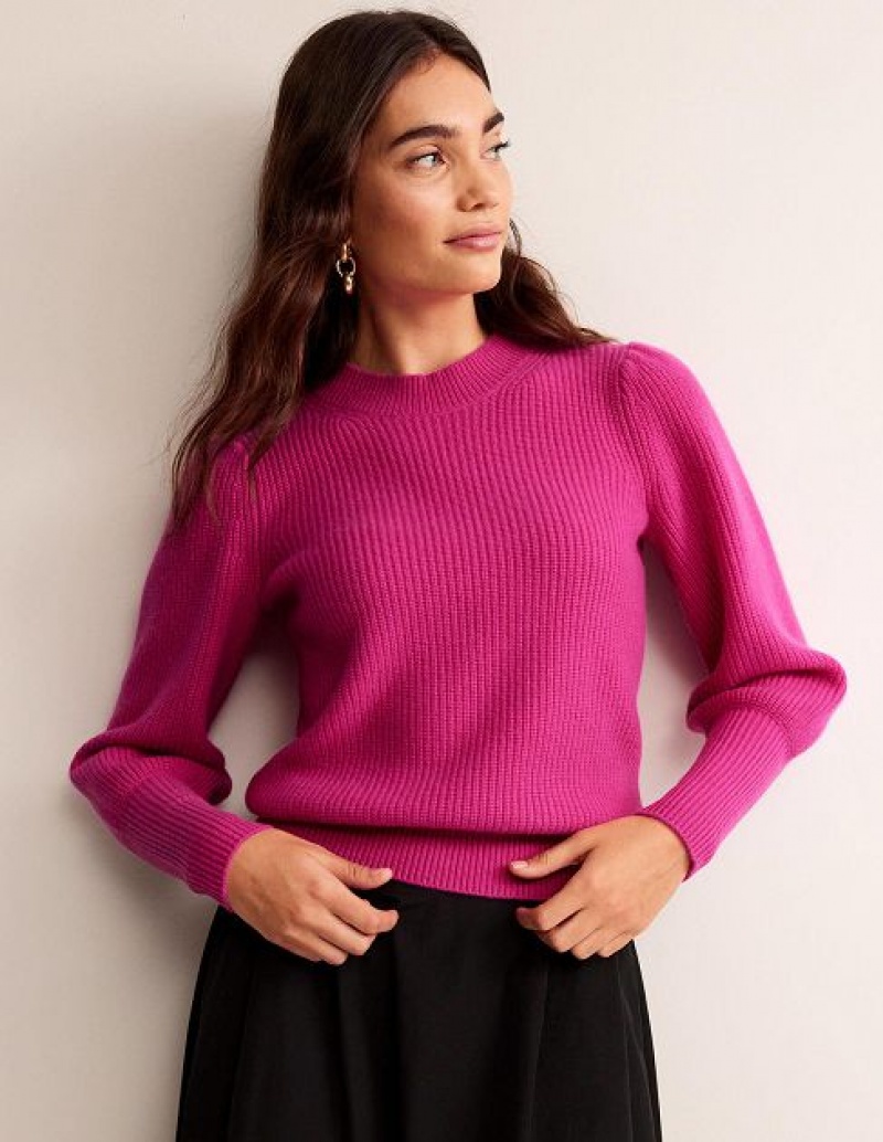 Rose Purple Women\'s Boden Key Hole Cashmere Sweaters | 69731DARB