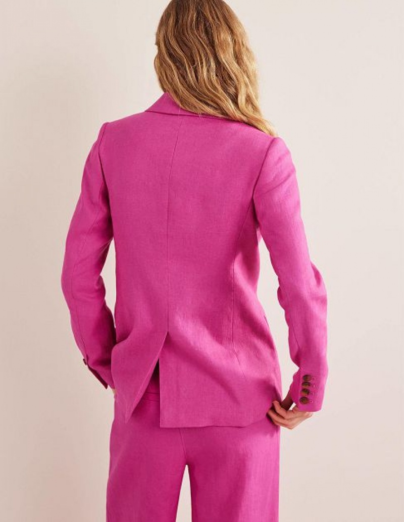 Rose Purple Women's Boden The Cambridge Linen Blazers | 87640GYWL