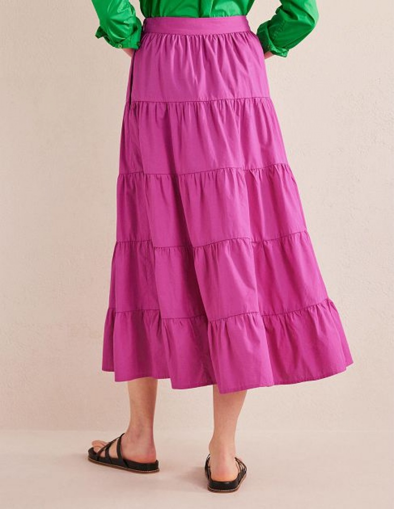 Rose Purple Women's Boden Tiered Poplin Skirts | 35418UEQN