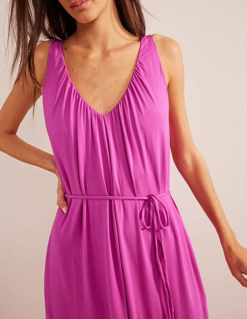 Rose Purple Women's Boden V-neck Jersey Maxi Dress | 96037DVKE