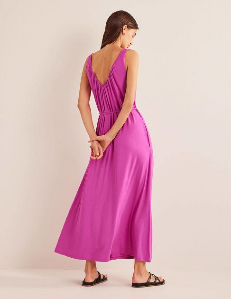 Rose Purple Women's Boden V-neck Jersey Maxi Dress | 96037DVKE