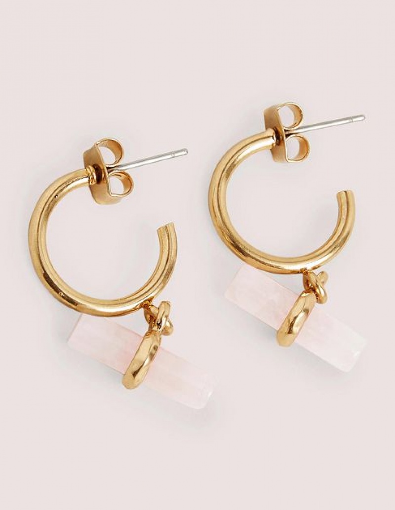 Rose Women\'s Boden Semi-precious T-bar Hoops Earrings | 19608XDGW