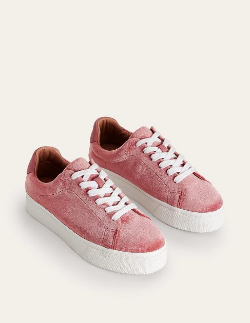 Rose Women's Boden Velvet Flatform Sneakers | 13409ZTOP