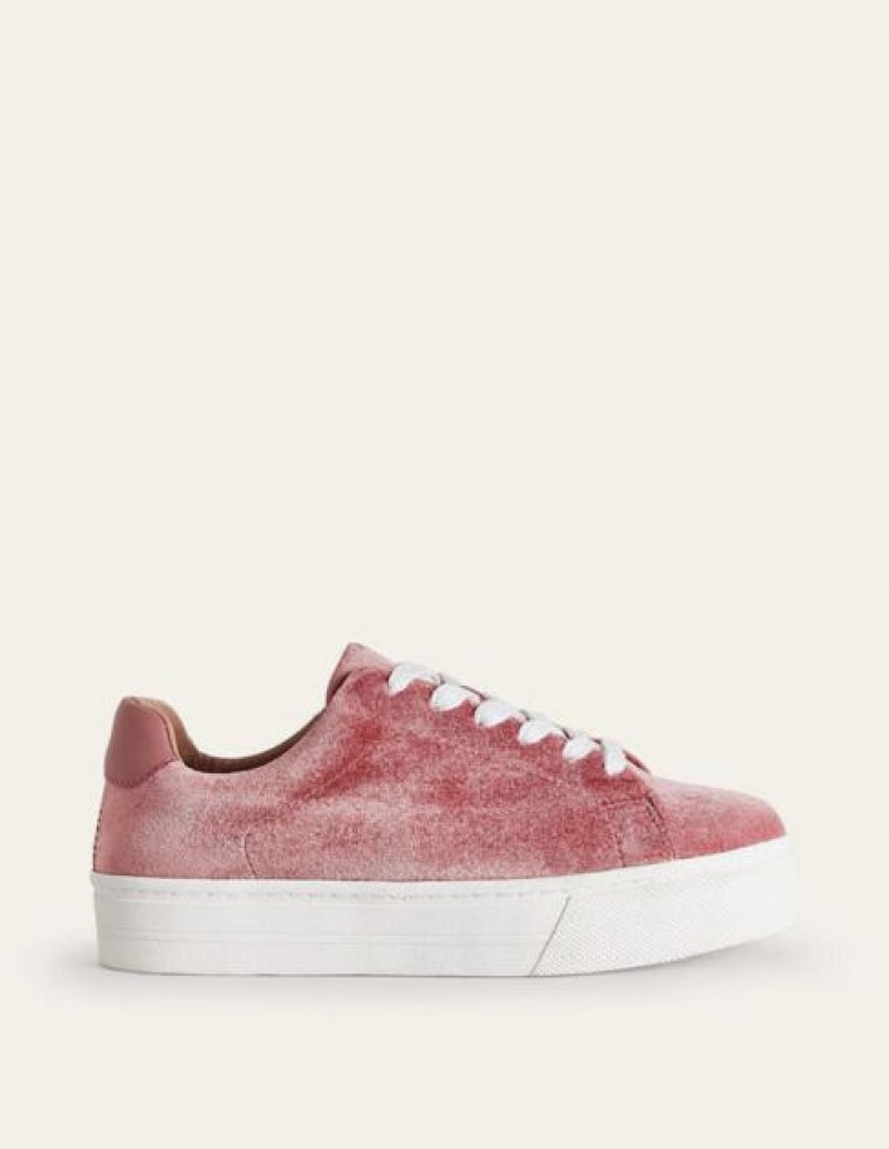 Rose Women's Boden Velvet Flatform Sneakers | 13409ZTOP