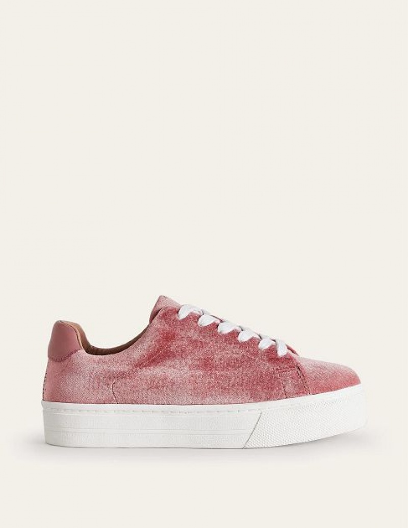 Rose Women\'s Boden Velvet Flatform Sneakers | 13409ZTOP