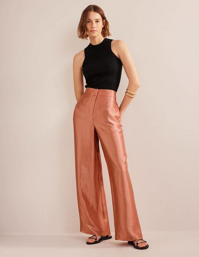 Rose / Gold Women\'s Boden High Rise Palazzo Pants | 56972NHJI