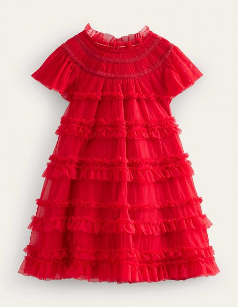 Royal Red Kids' Boden Tulle Tiered Dress | 16230MLSR