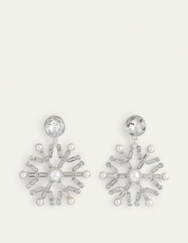 Silver Women's Boden Festive Jewelled Earrings | 91734IXUA