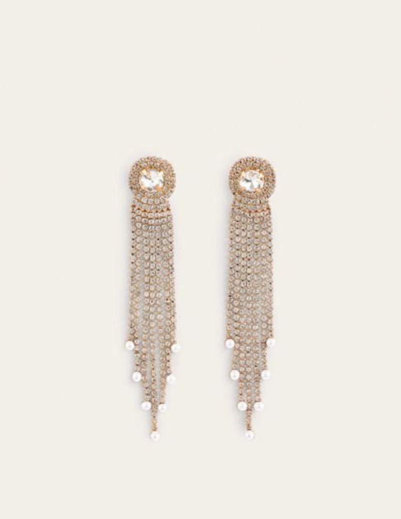 Silver Women's Boden Jewelled Fringe Earrings | 56471FKLW