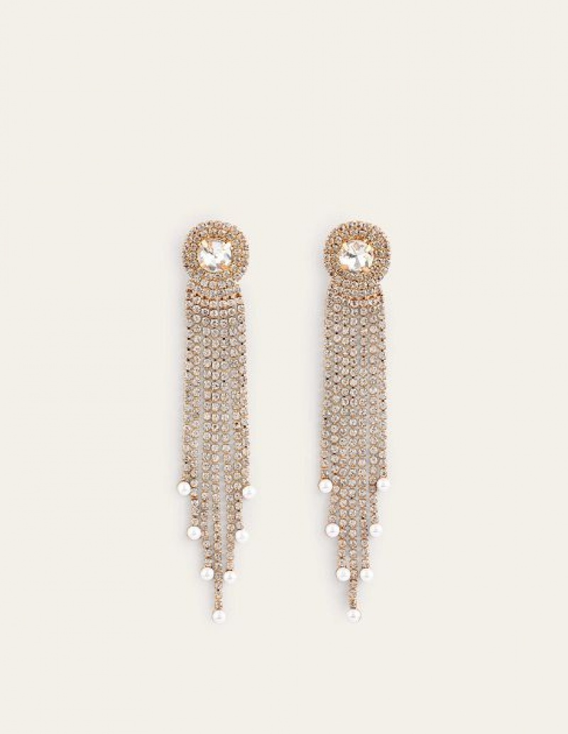 Silver Women\'s Boden Jewelled Fringe Earrings | 56471FKLW