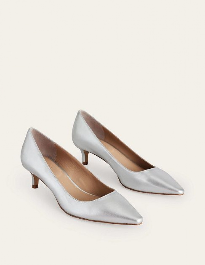 Silver Women's Boden Lara Low Court Heels | 70485MHNG