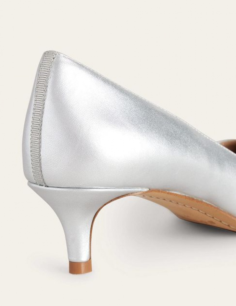 Silver Women's Boden Lara Low Court Heels | 70485MHNG