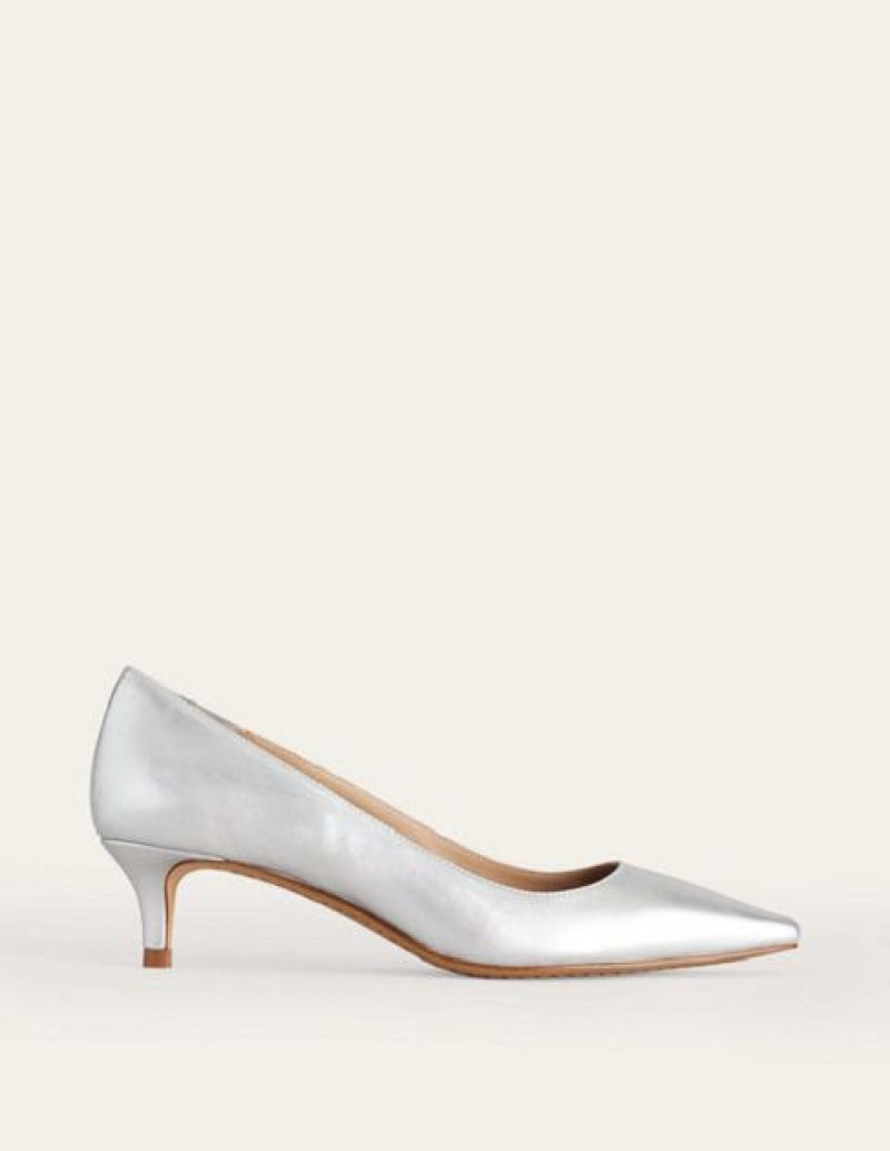 Silver Women's Boden Lara Low Court Heels | 70485MHNG