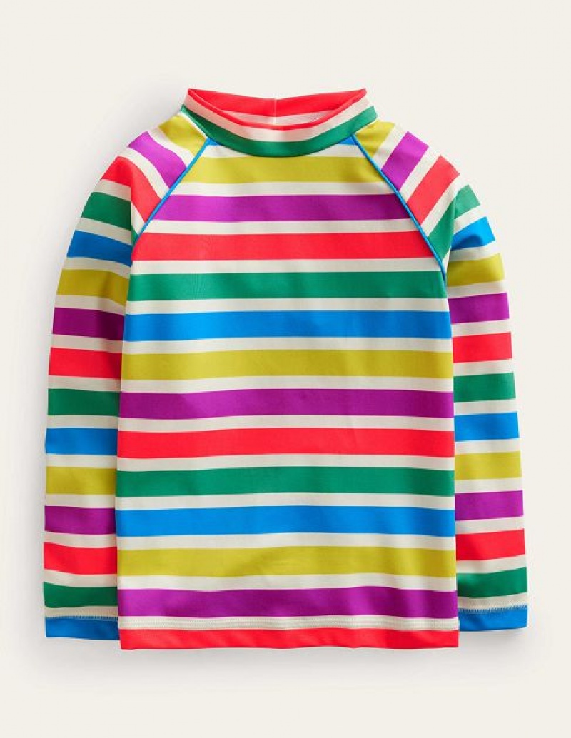 Stripes Kids\' Boden Patterned Rash Guard T-Shirt | 91543VOFL