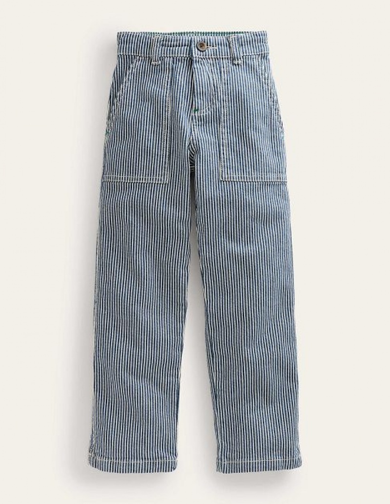 Stripes Kids' Boden Ticking Relaxed Pocket Pants | 32709HYSO