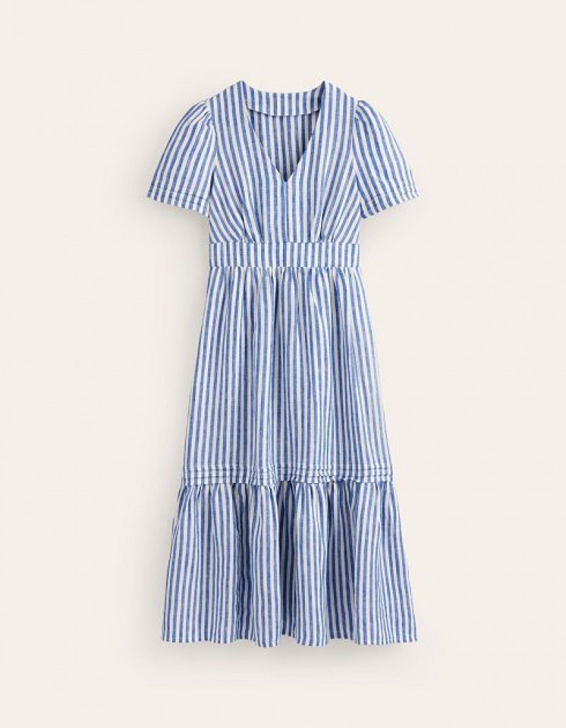 Stripes Women's Boden Eve Linen Midi Dress | 70184WDZE