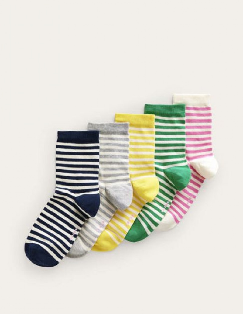 Stripes Women's Boden Five Pack Crew Socks | 09261WLHS