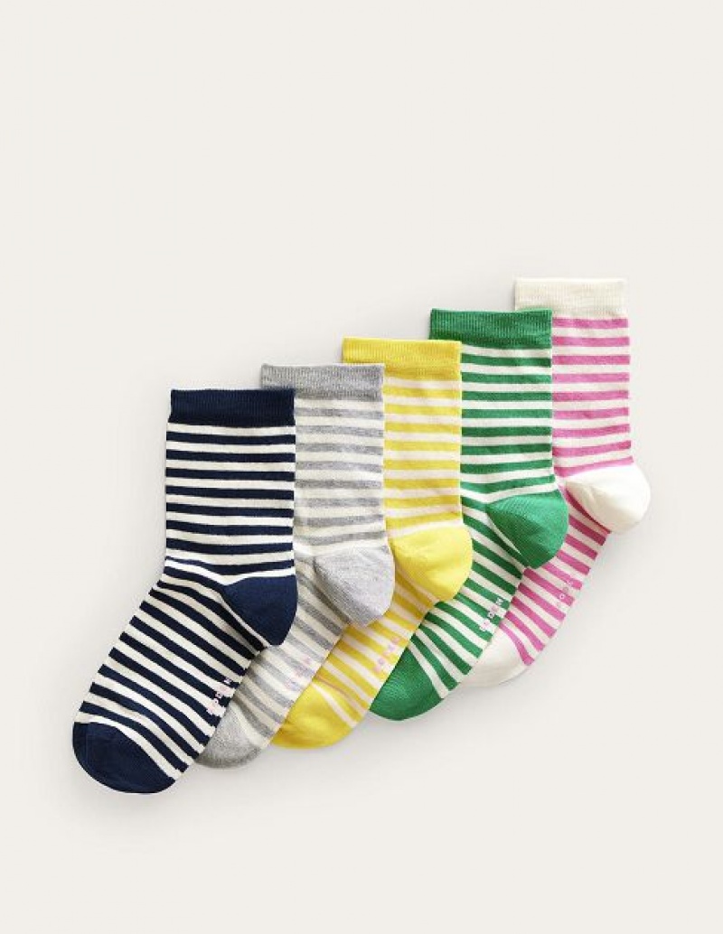 Stripes Women\'s Boden Five Pack Crew Socks | 09261WLHS