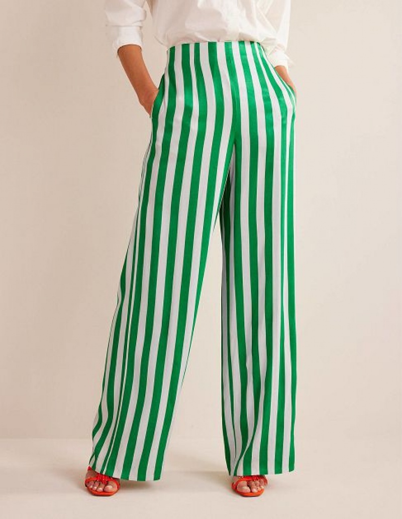 Turquoise Stripes Women's Boden High-waist Palazzo Pants | 29401DLRK