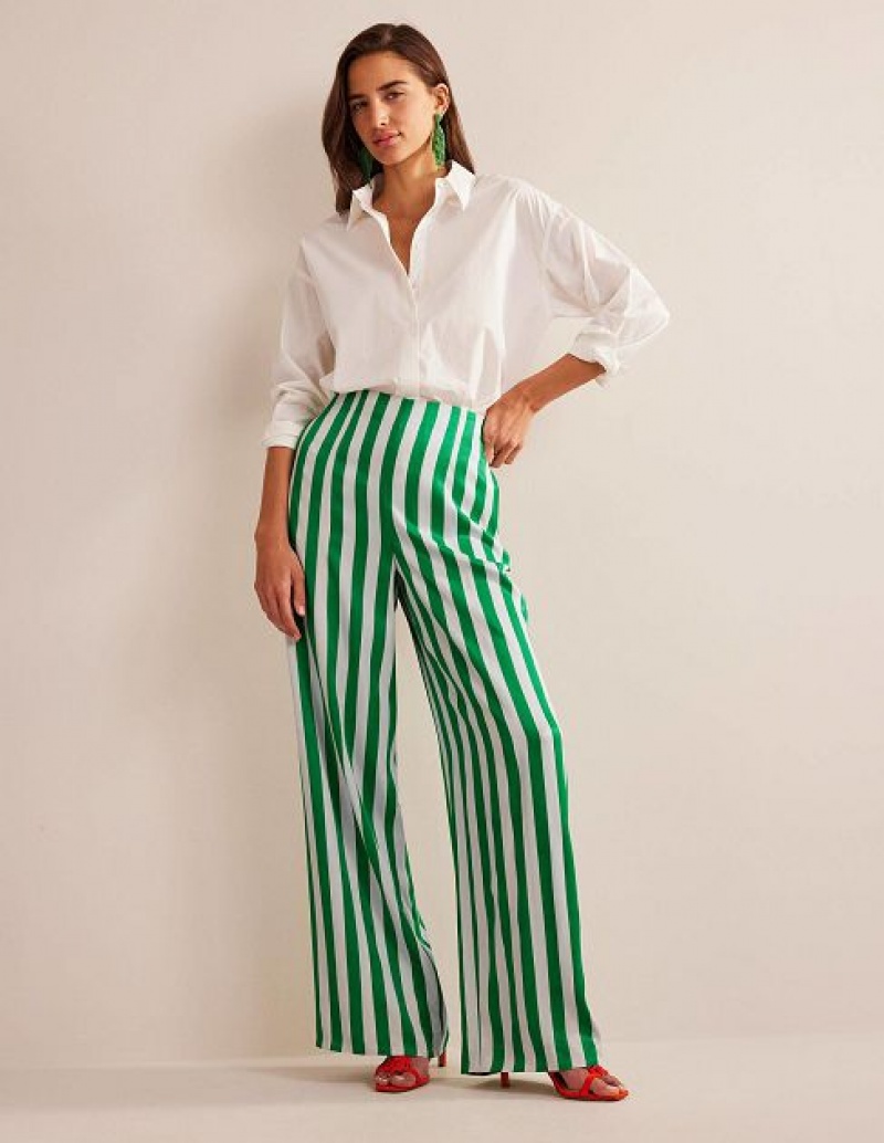 Turquoise Stripes Women\'s Boden High-waist Palazzo Pants | 29401DLRK