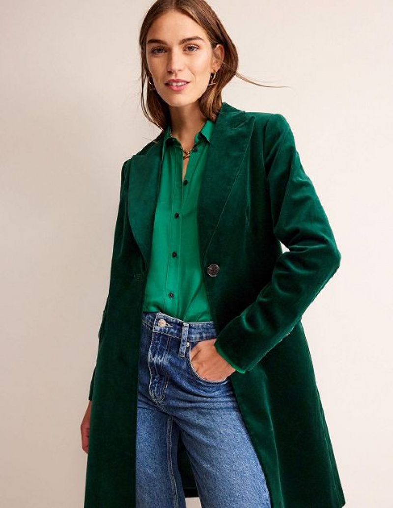 Turquoise Women\'s Boden Canterbury Velvet Coats | 84052WDOB