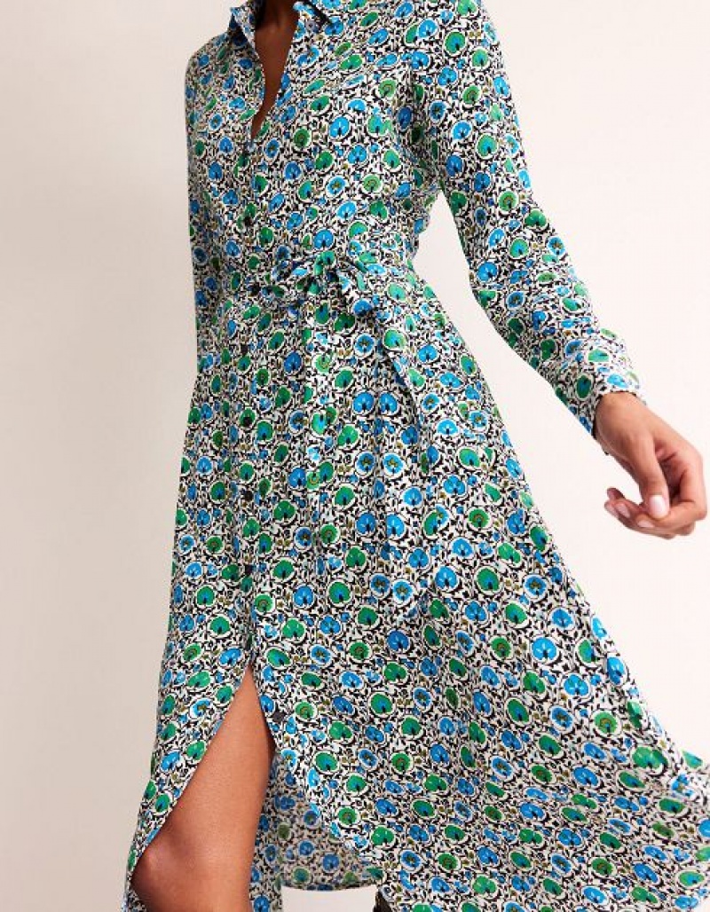 Turquoise Women's Boden Kate Midi Shirt Dress | 71385LDTI