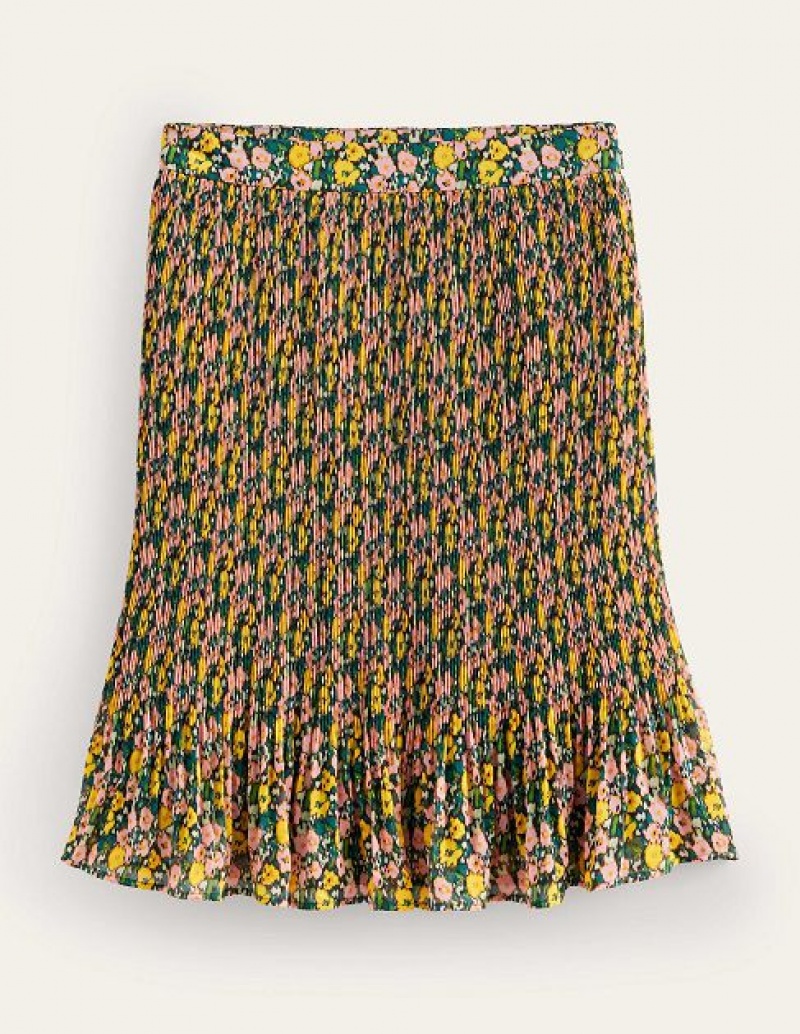 Turquoise Women's Boden Knee Length Plisse Skirts | 04136CLPO