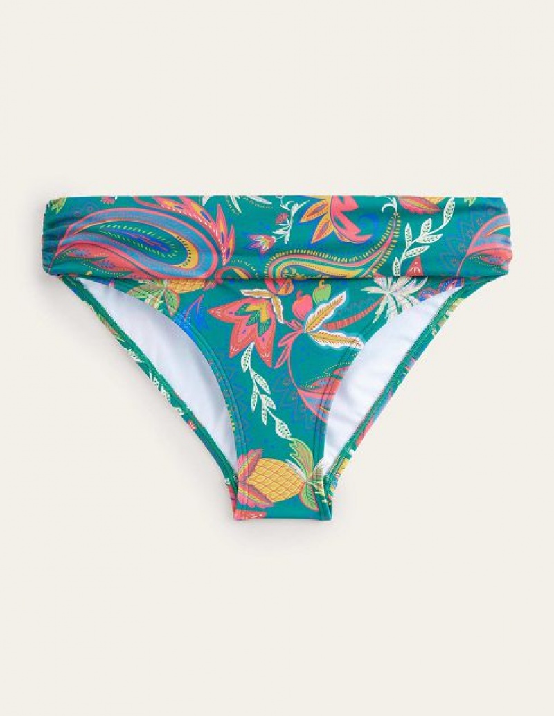 Turquoise Women's Boden Levanzo Fold Bikini Bottoms | 87902XYTH