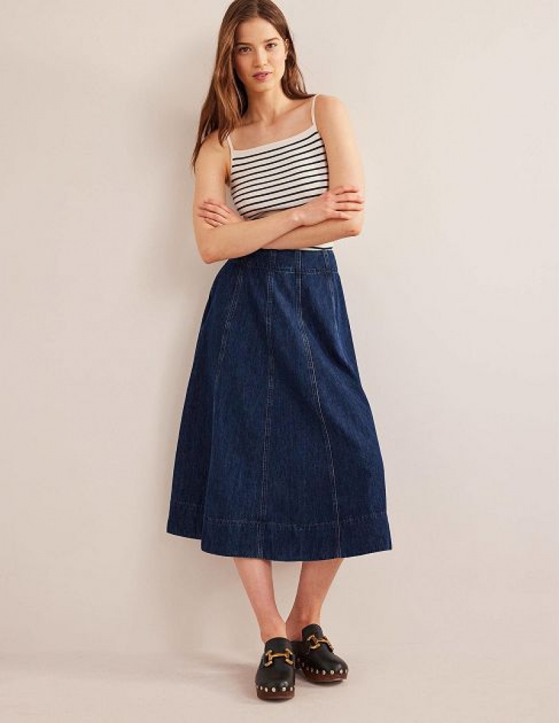 Wash Women's Boden Denim Paneled Skirts | 84051TIER