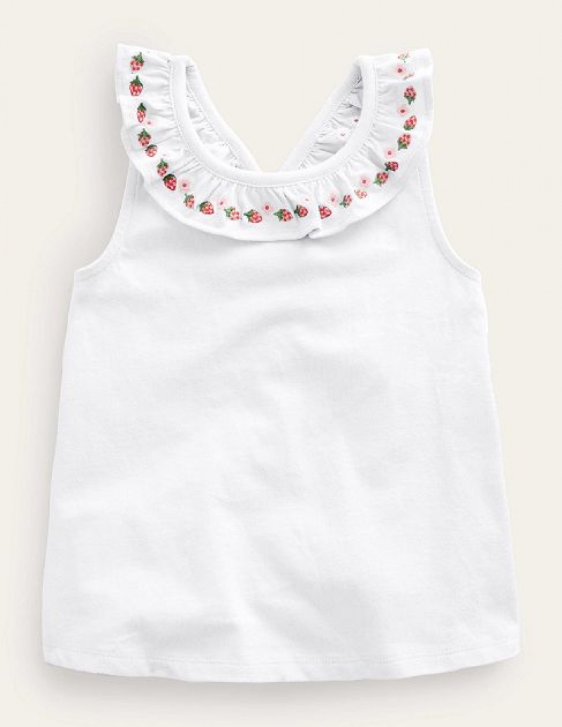 White Kids' Boden Cross-back Tanks | 23697UMTG