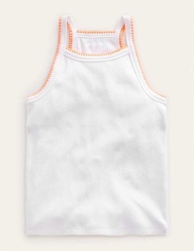 White Kids\' Boden Cut Away Tanks | 93708VEFL